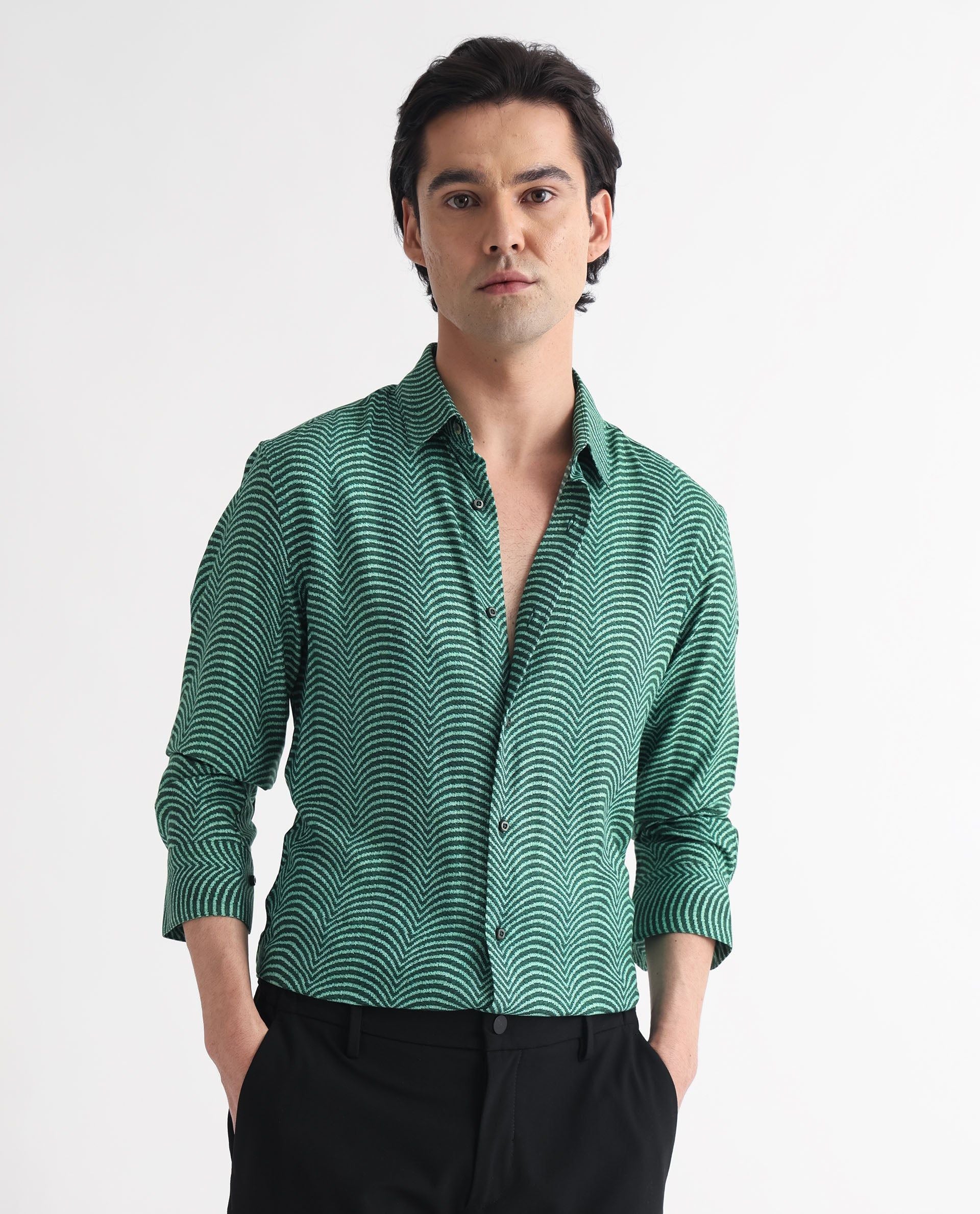 RARE RABBIT Men Dunk Abstract Printed Slim Fit Shirt