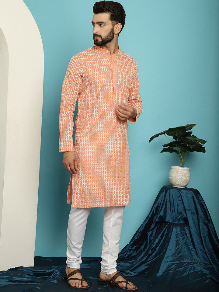SOJANYA Embroidered Sequinned Pure Cotton Kurta with Pyjama Set