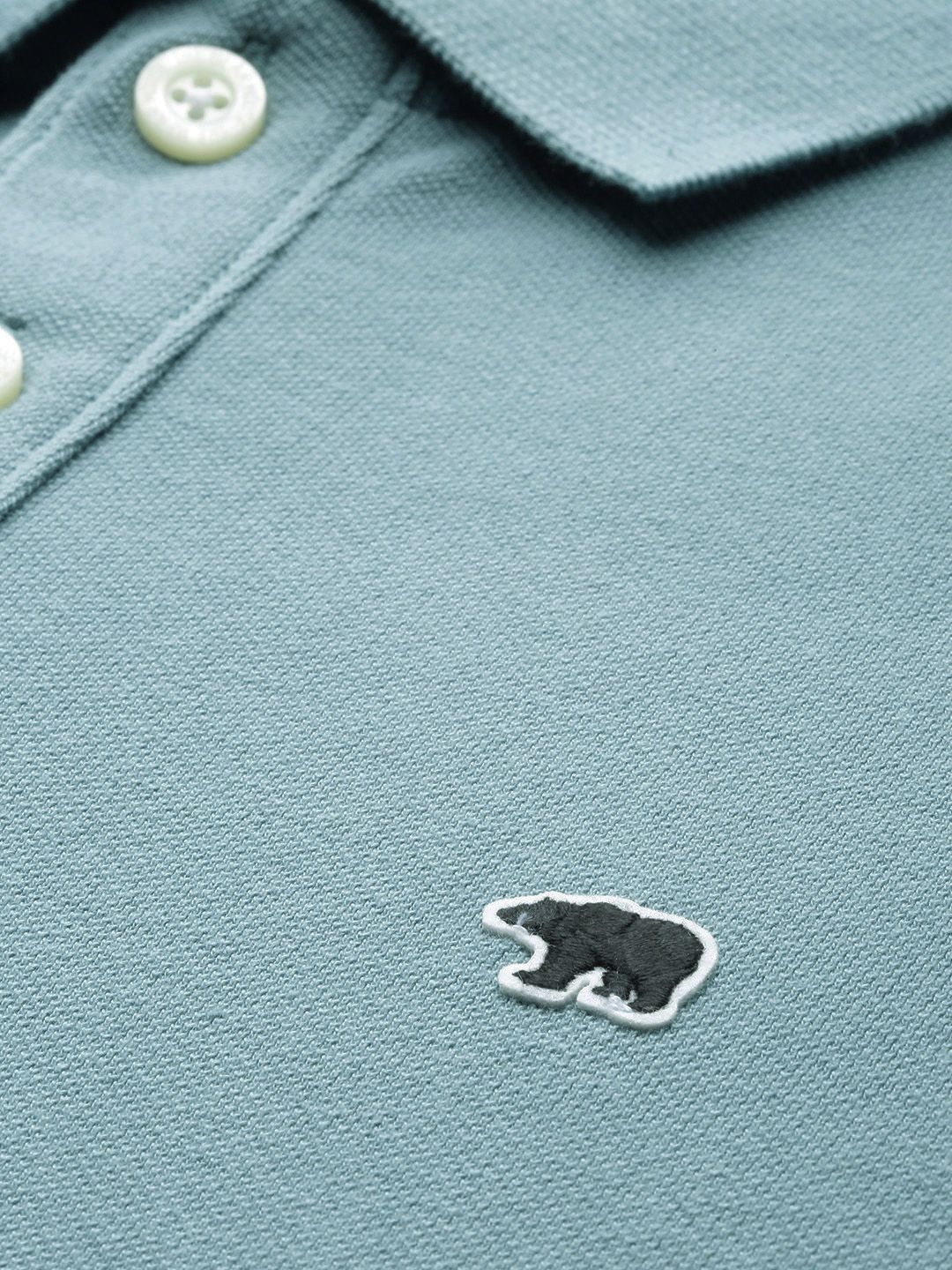 THE BEAR HOUSE Men Teal Polo Collar Slim Fit T-shirt