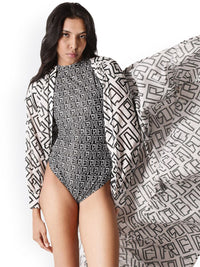 RAREISM Printed Halter Neck Self Design Swim Bodysuit
