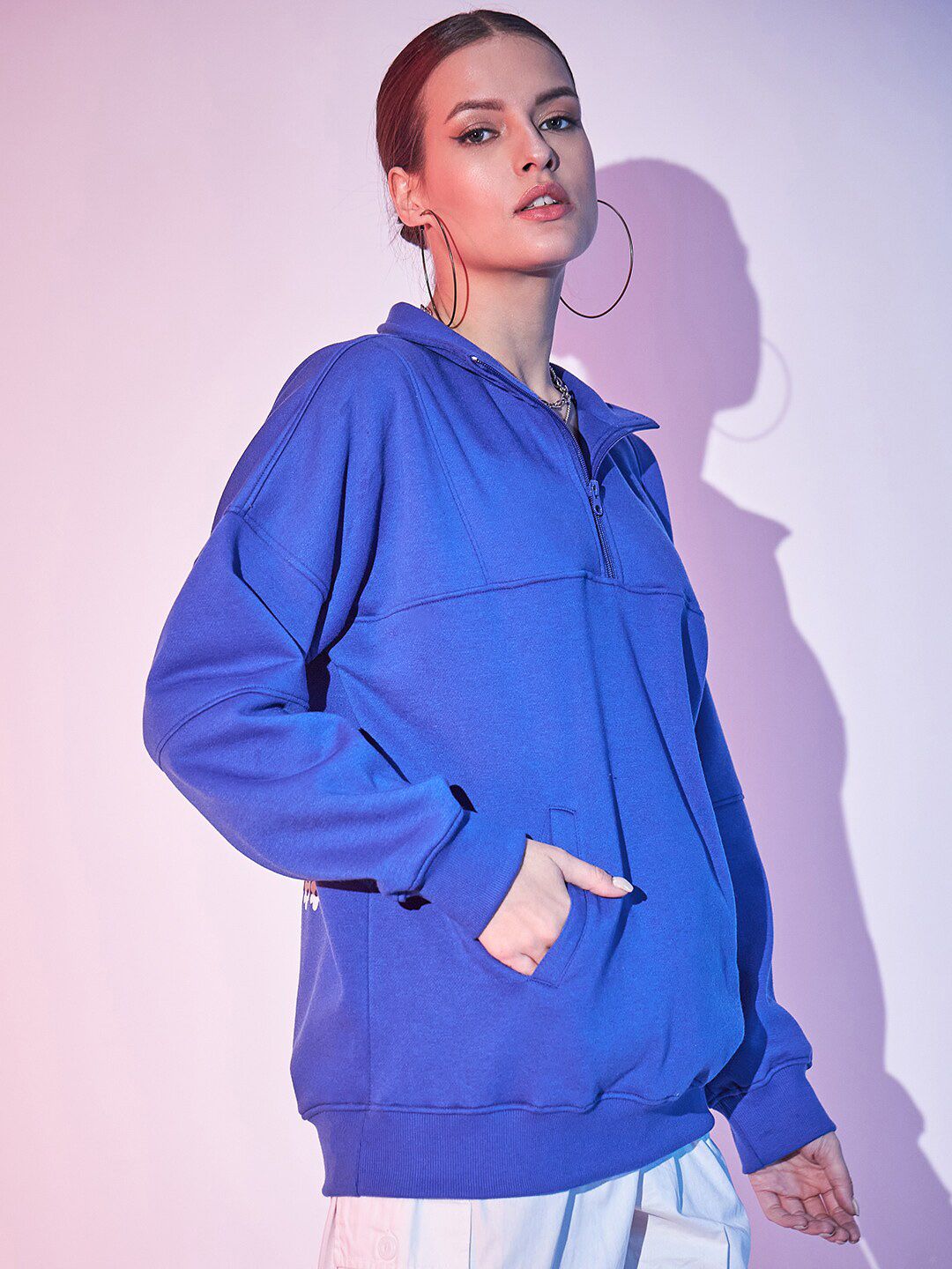 STREET 9 Typography Printed Pure Cotton Fleece Pullover