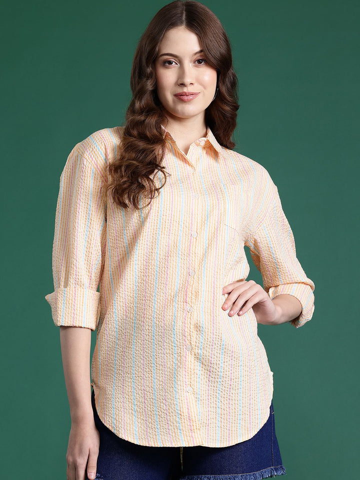 DressBerry Striped Seersucker Casual Shirt
