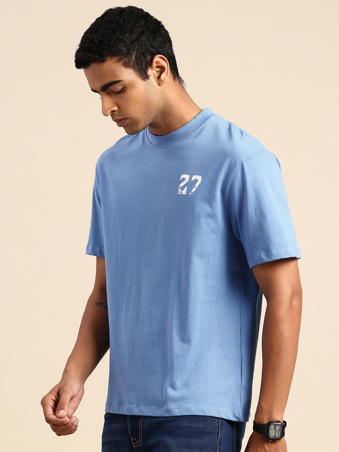 Being Human Brand Logo & Graphic Printed Pure Cotton Relaxed Fit T-shirt