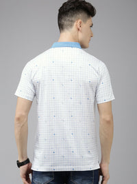 Park Avenue Checked & Geometric Printed Polo Collar Pure Cotton Slim Fit T-shirt