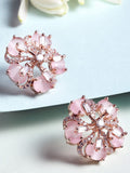 Karatcart Rose Gold Plated Pink Floral Studs Antings