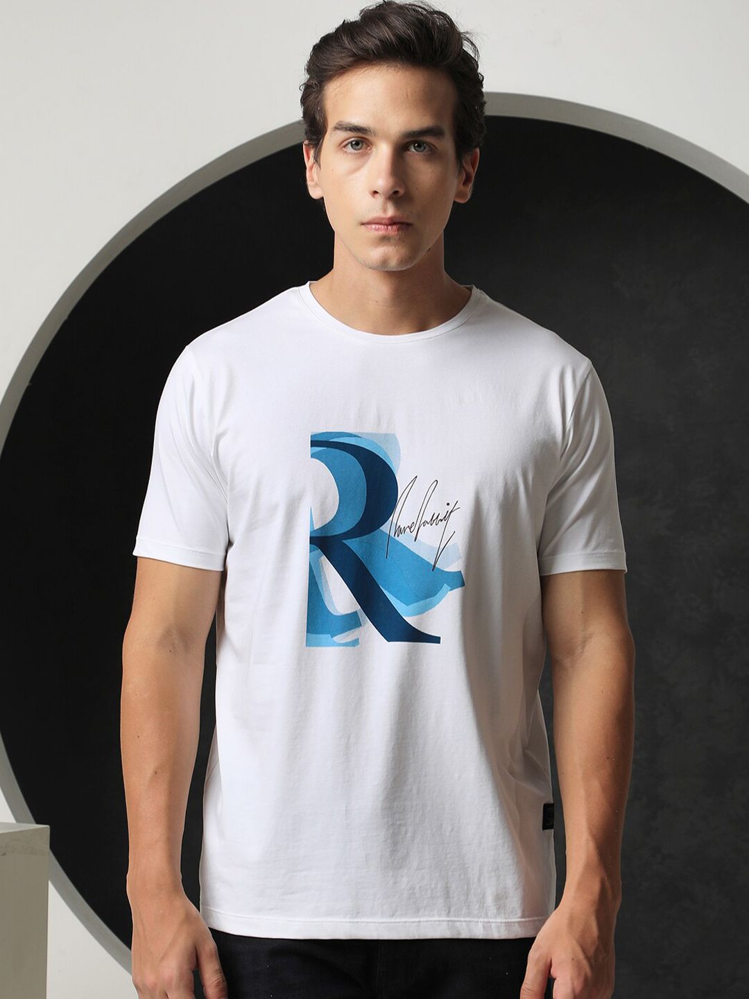 RARE RABBIT Men Rings-4 Slim Fit Solid Polo Collar T-Shirt