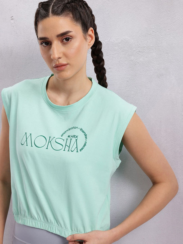 HRX by Hrithik Roshan Women Typography Printed Extended Sleeves Pure Cotton T-shirt