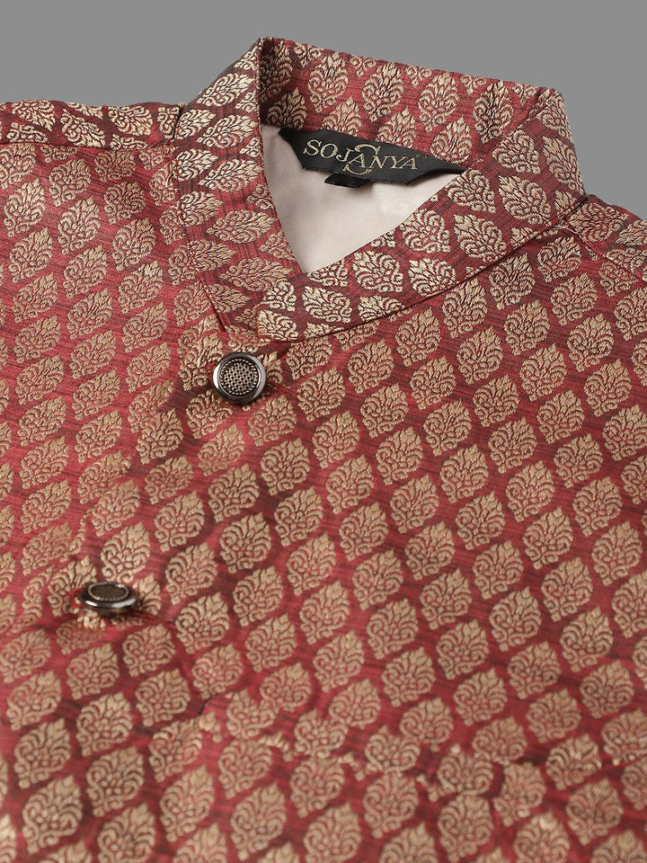 SOJANYA Embroidered Straight Kurta With Churidar & Nehru Jacket