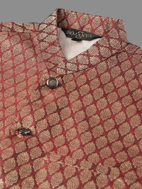 SOJANYA Embroidered Straight Kurta With Churidar & Nehru Jacket