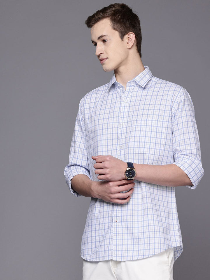 Raymond Pure Cotton Slim Fit Checked Casual Shirt