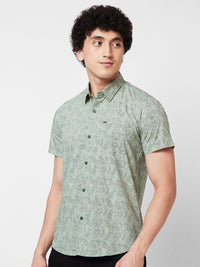 SPYKAR Spread Collar Short Sleeves Printed Casual Cotton Shirt