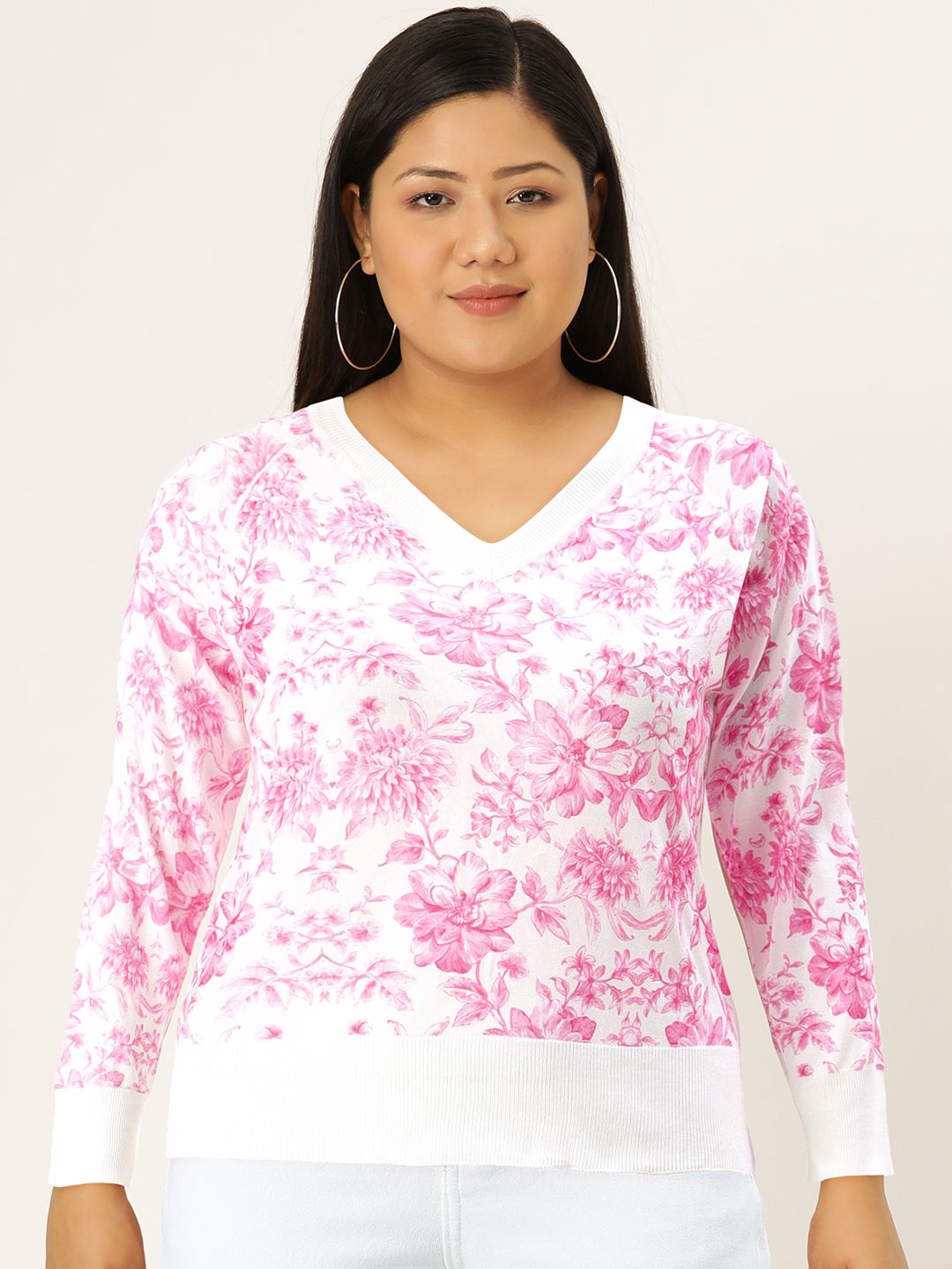 AND V-Neck Floral Print Bardot Top