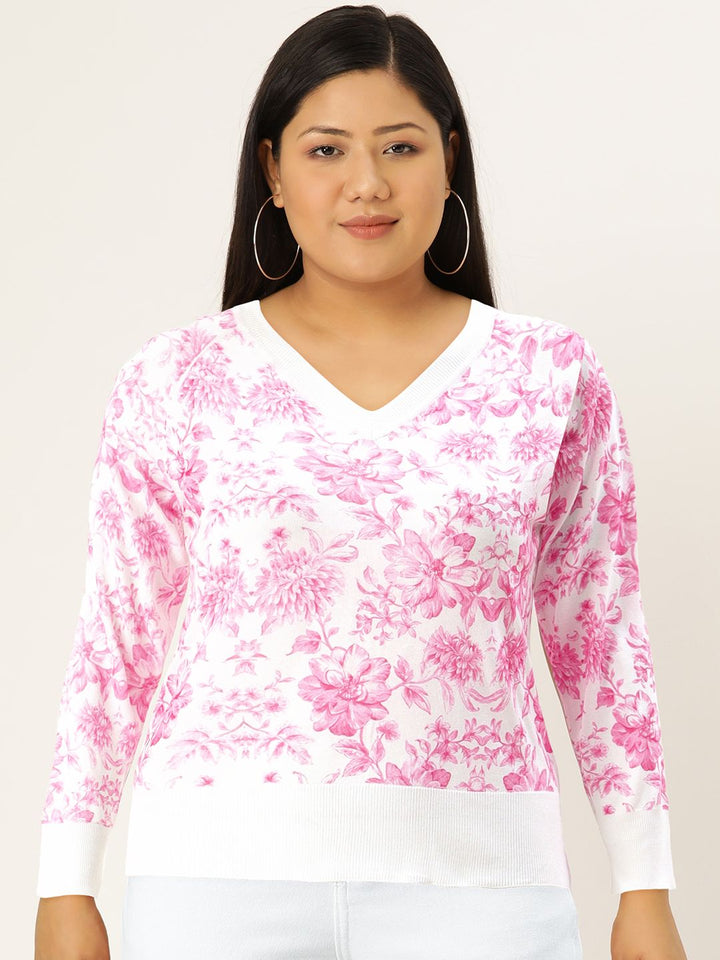 AND V-Neck Floral Print Bardot Top