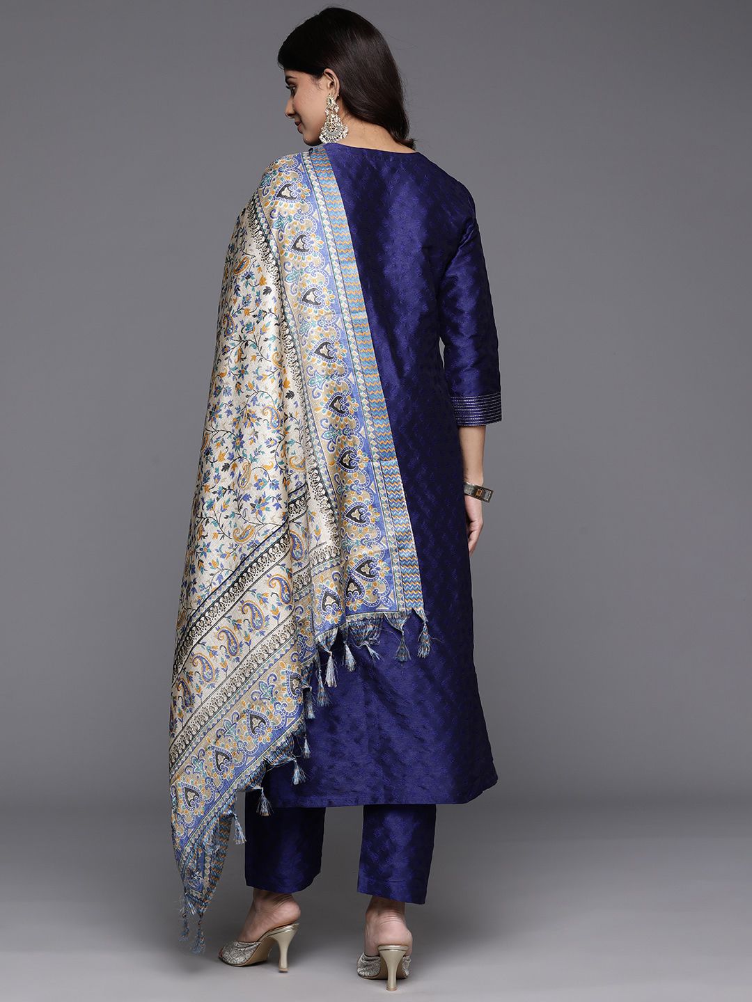 Varanga Woven Design Zari Kurta with Trousers & Dupatta