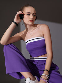 STREET 9 Solid Off Shoulder Top With Flared Trousers Co-Ords