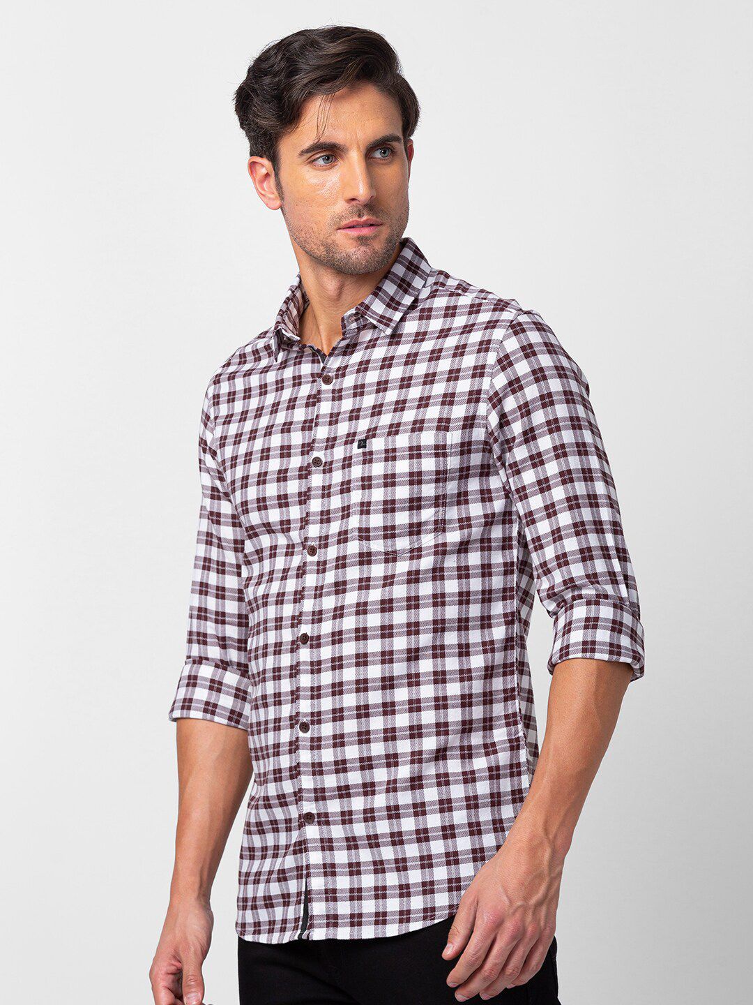 SPYKAR Men Slim Fit Gingham Checked Casual Shirt
