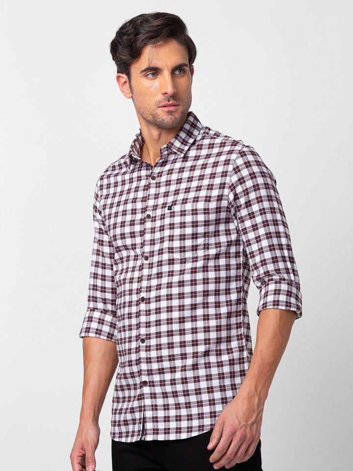 SPYKAR Men Slim Fit Gingham Checked Casual Shirt