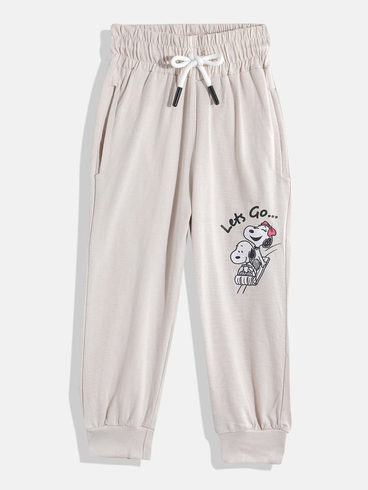 Happy Faces Girls Pure Cotton Peanuts Printed T-shirt with Joggers
