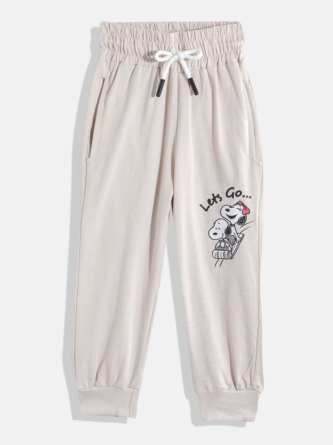 Happy Faces Girls Pure Cotton Peanuts Printed T-shirt with Joggers