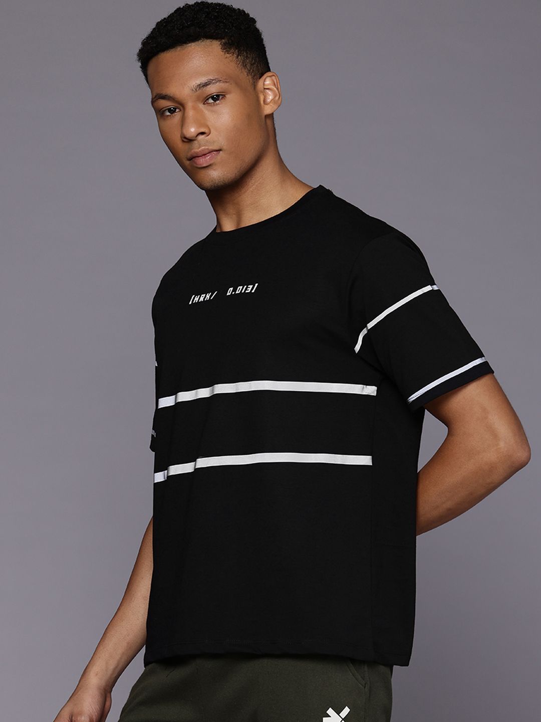 HRX by Hrithik Roshan Tech Off  Striped Relaxed Fit Lifestyle T-shirt