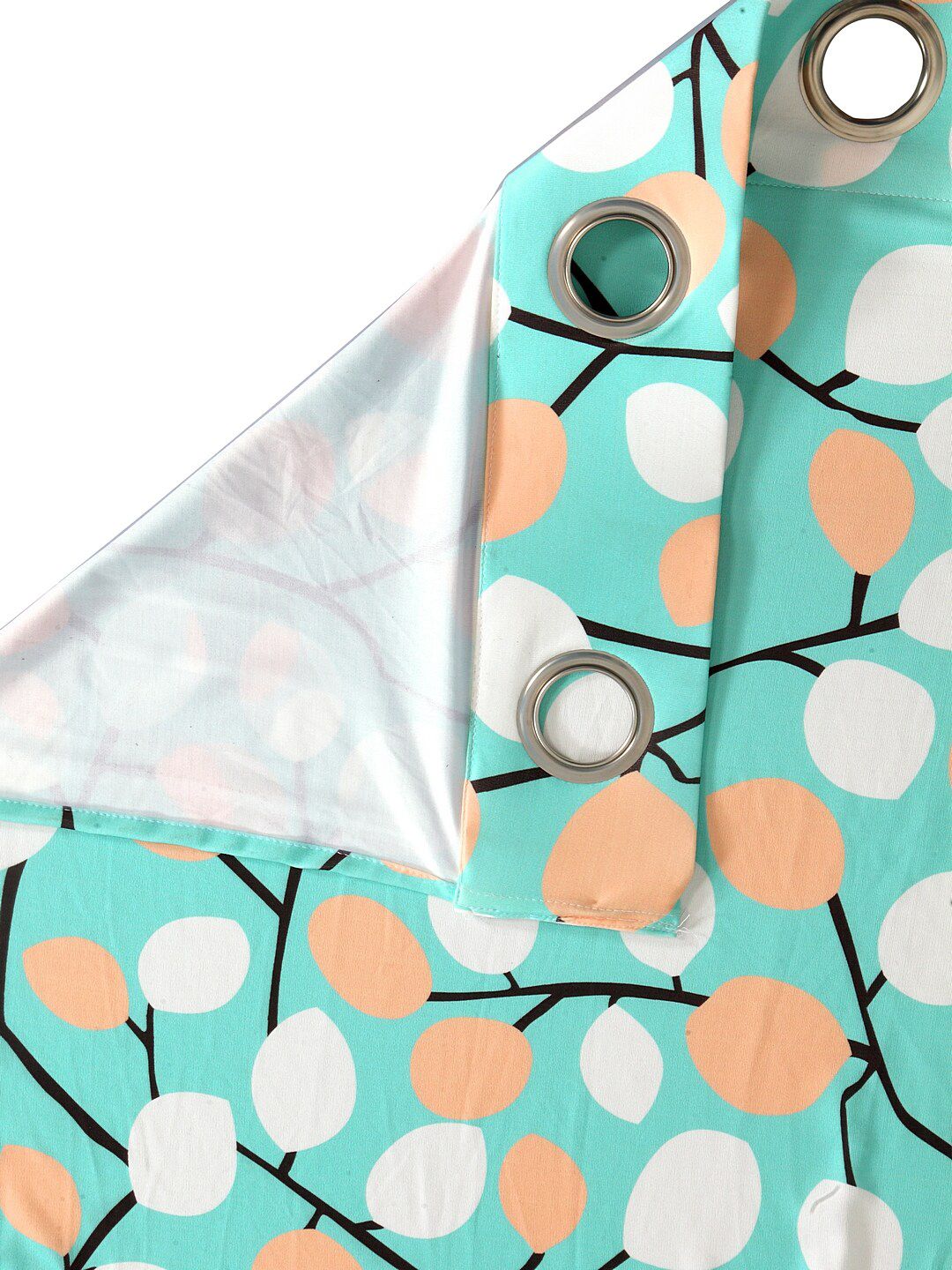 Cortina Turquoise Blue & White Set of 2 Printed Long Door Curtains