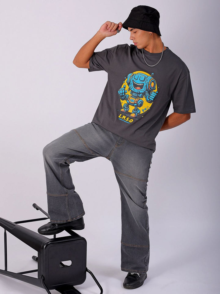 The Indian Garage Co Men Typography Printed Pure Cotton Boxy Oversized T-shirt