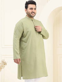 SOJANYA Plus Mandarin Collar Long Sleeves Cotton Straight Kurta