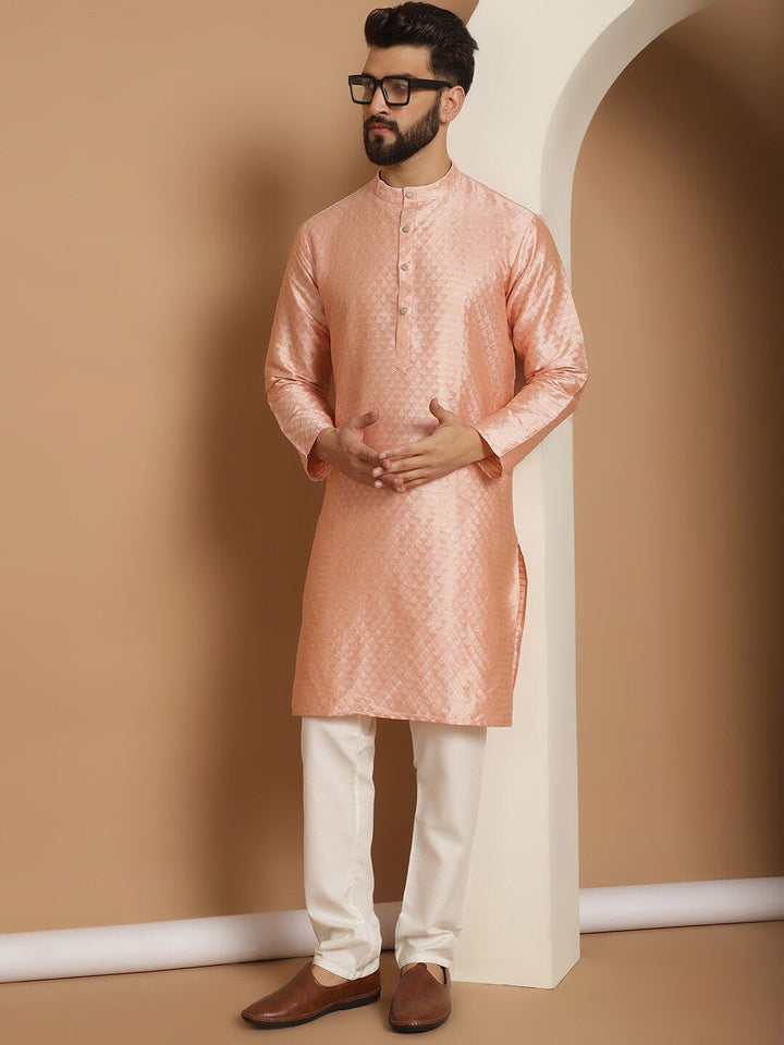 Anouk Ethnic Motifs Mandarin Collar Knee Length Regular Kurta with Churidar