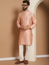 Anouk Ethnic Motifs Mandarin Collar Knee Length Regular Kurta with Churidar