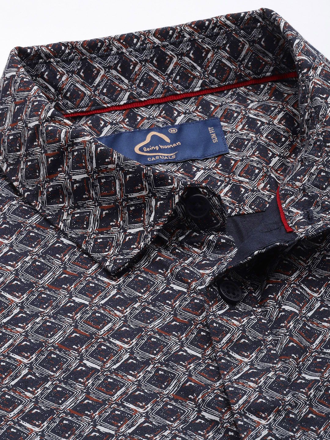 Being Human Pure Cotton Slim Fit Opaque Printed Casual Shirt