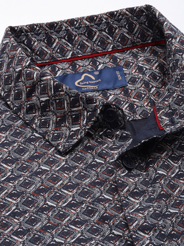 Being Human Pure Cotton Slim Fit Opaque Printed Casual Shirt