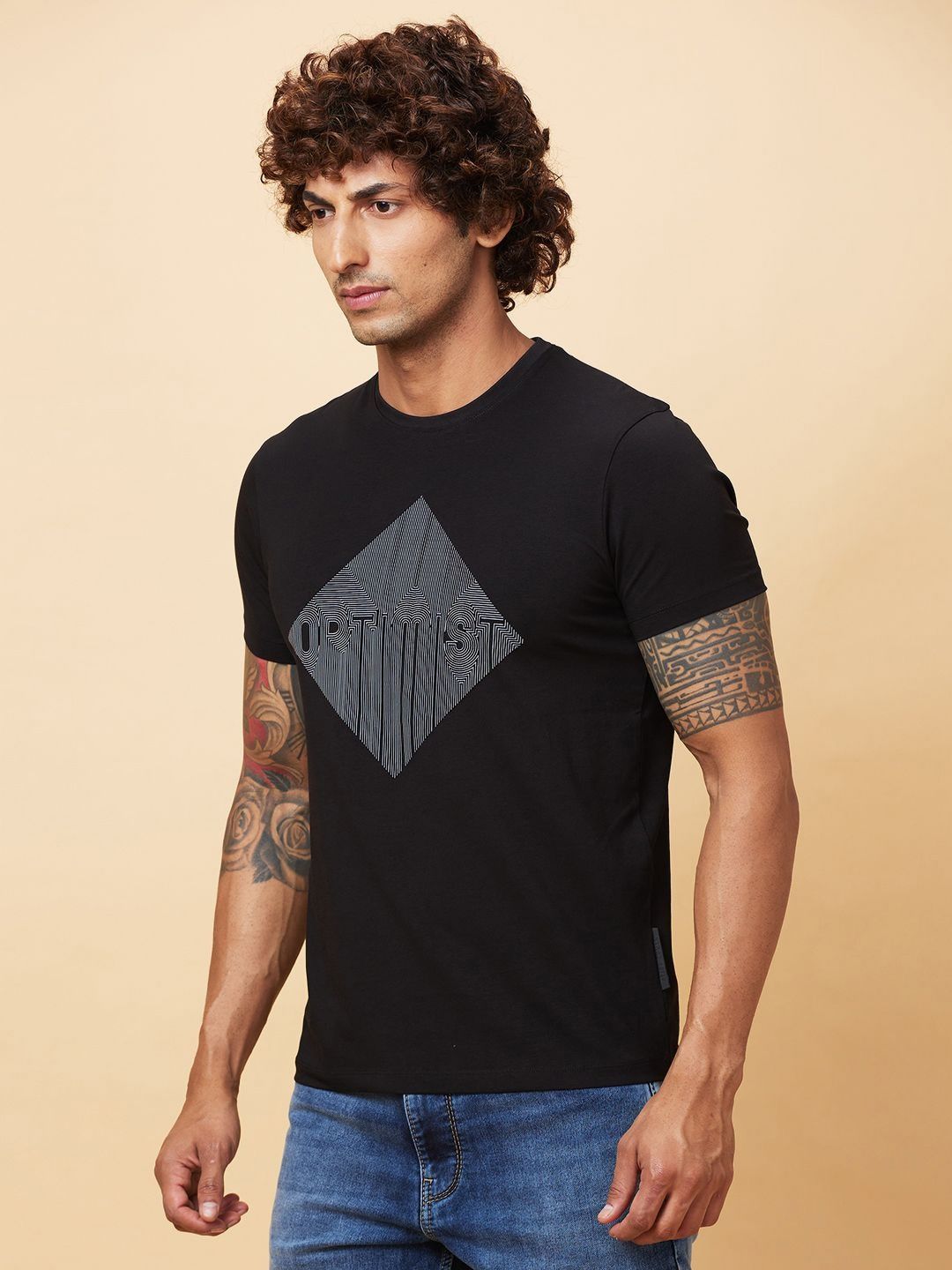 Being Human Men Printed Applique T-shirt