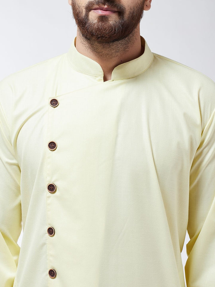 SOJANYA Lelaki Kuning Solid Kurta Lurus