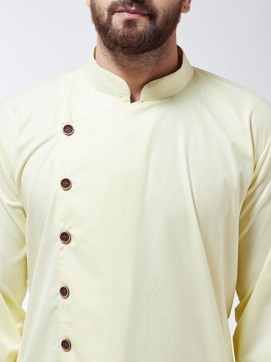 SOJANYA Lelaki Kuning Solid Kurta Lurus