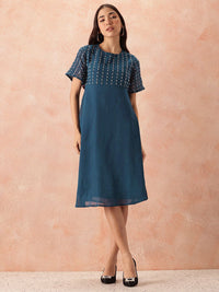 all about you Sequined Flared Sleeves Fit & Flare Dress