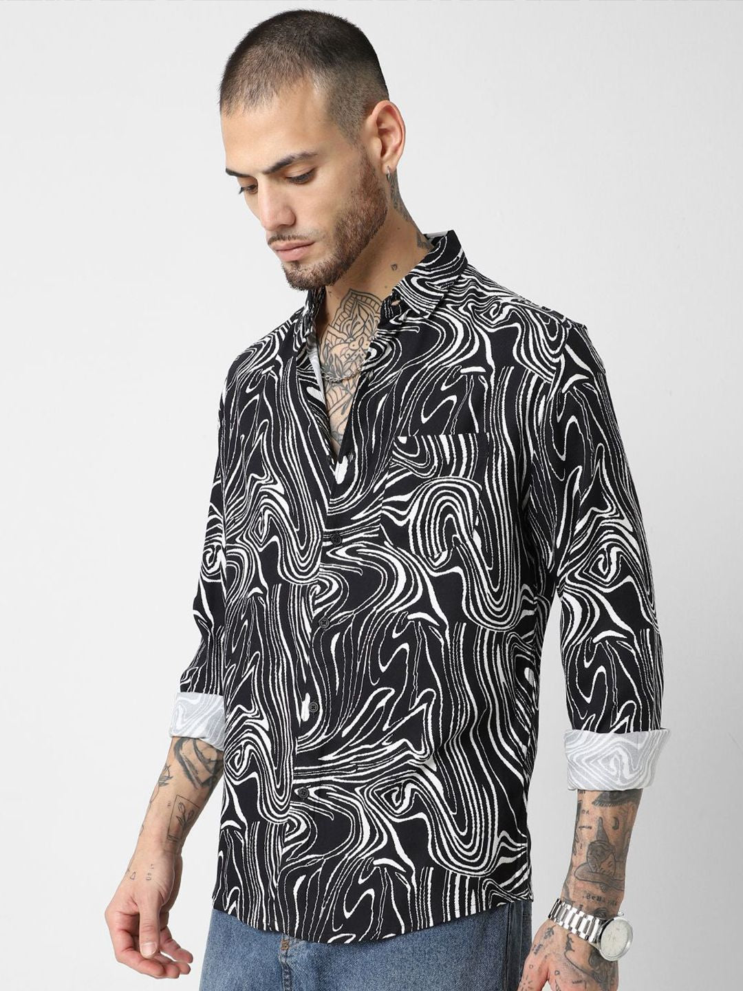 VASTRADO Men Classic Slim Fit Opaque Printed Casual Shirt