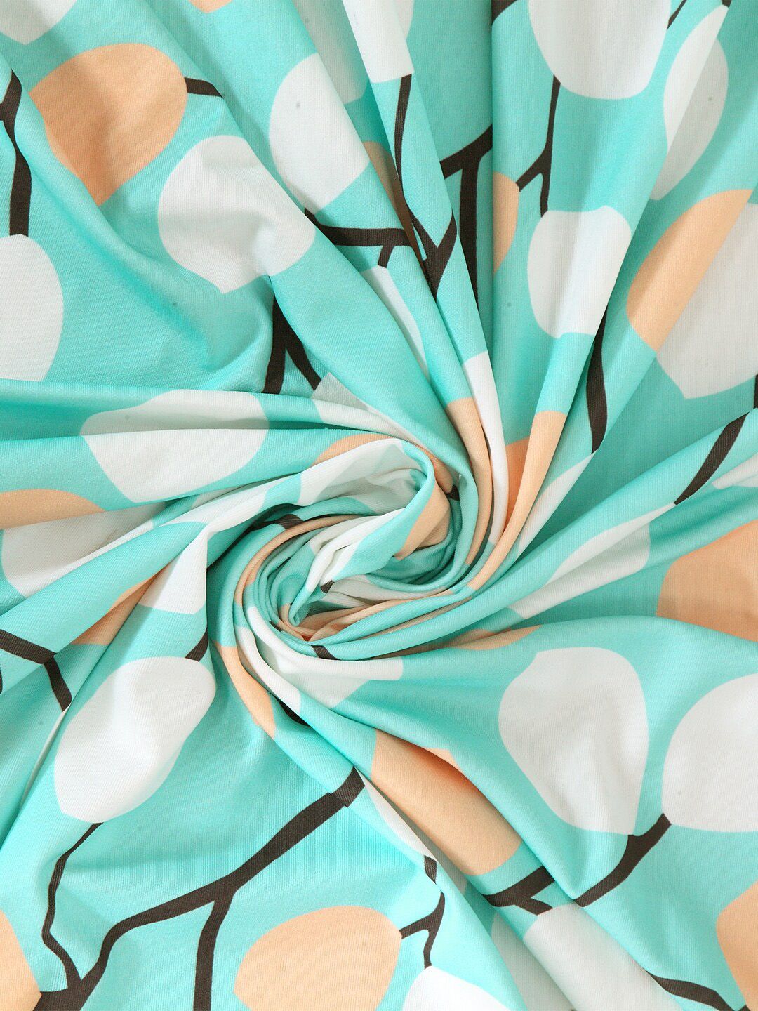 Cortina Turquoise Blue & White Set of 2 Printed Long Door Curtains