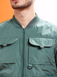The Indian Garage Co Men Solid Regular Fit Varsity Bomber Jacket