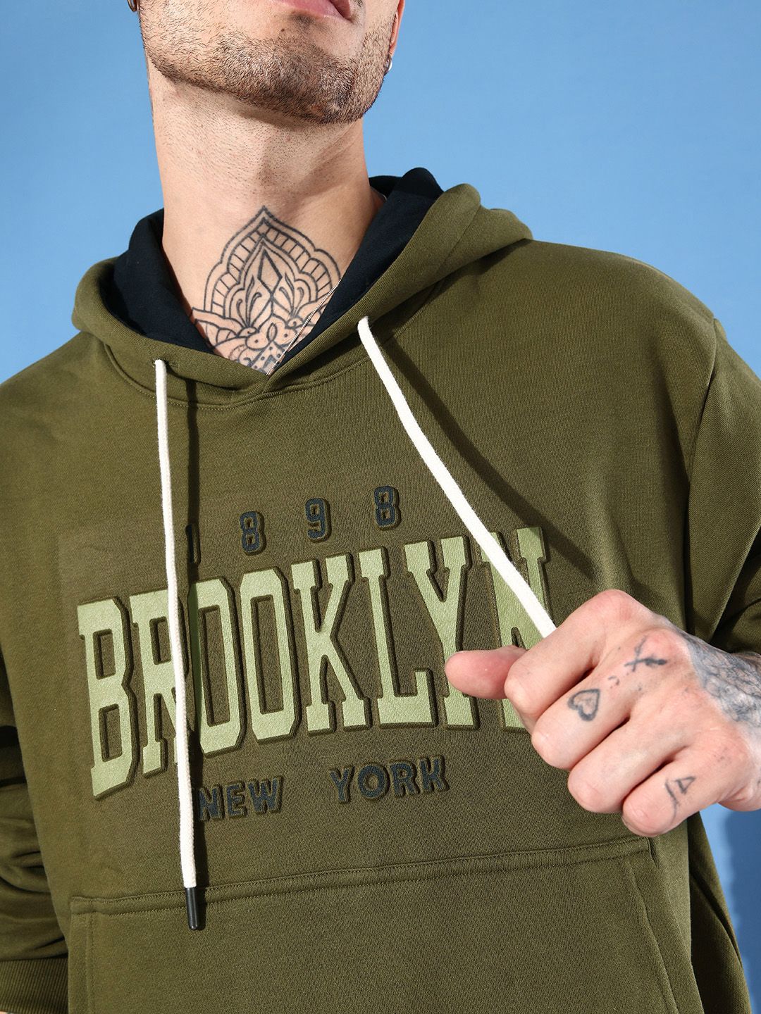 DILLINGER Men Typography Printed Hooded Sweatshirt