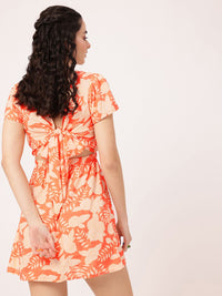 DressBerry feminine Charm Floral Fairy Tale Print Styled Back A-Line Mini Dress