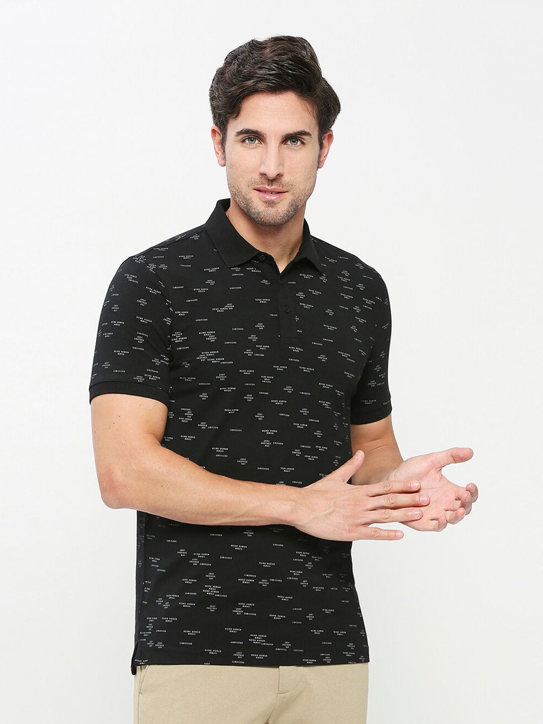 Being Human Typography Printed Polo Collar Regular Fit Cotton Regular T-shirt