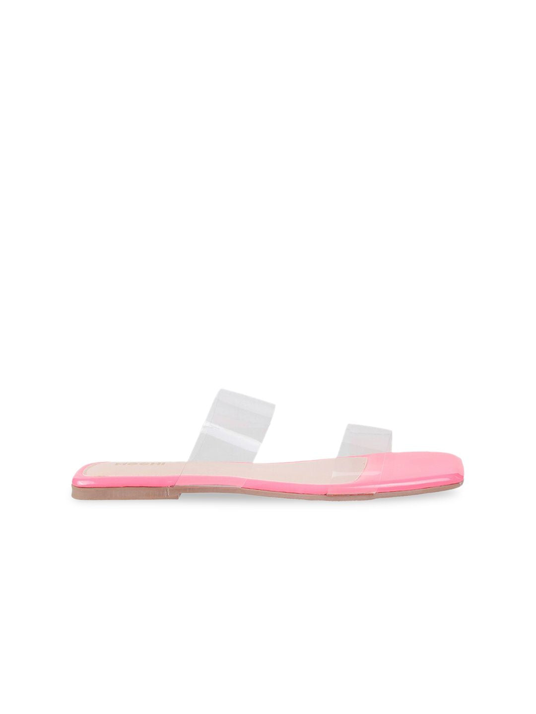 Mochi Women Pink Colourblocked Open Toe Flats