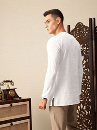 House of Pataudi Floral Embroidered Keyhole Neck Pure Cotton Jashn Kurta