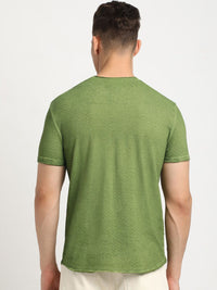 THE BEAR HOUSE Self Design Round Neck Short Sleeves Slim Fit Cotton T-shirt