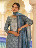 KALINI Floral Printed Regular Kurta With Trousers & Dupatta