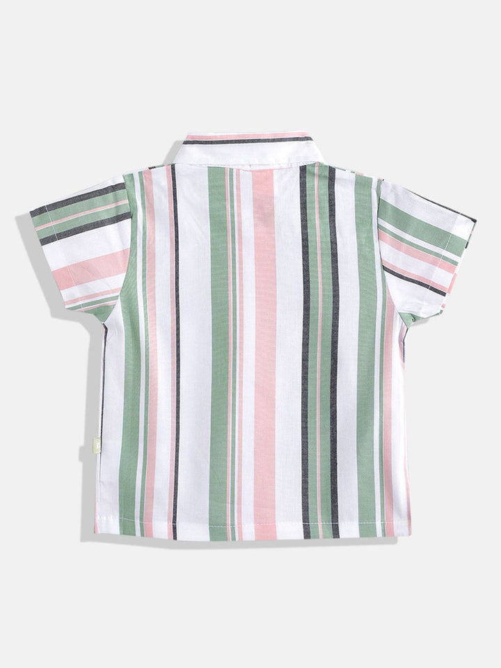 Moms Love Infant Boys Multi Vertical Stripes Pure Cotton Shirt