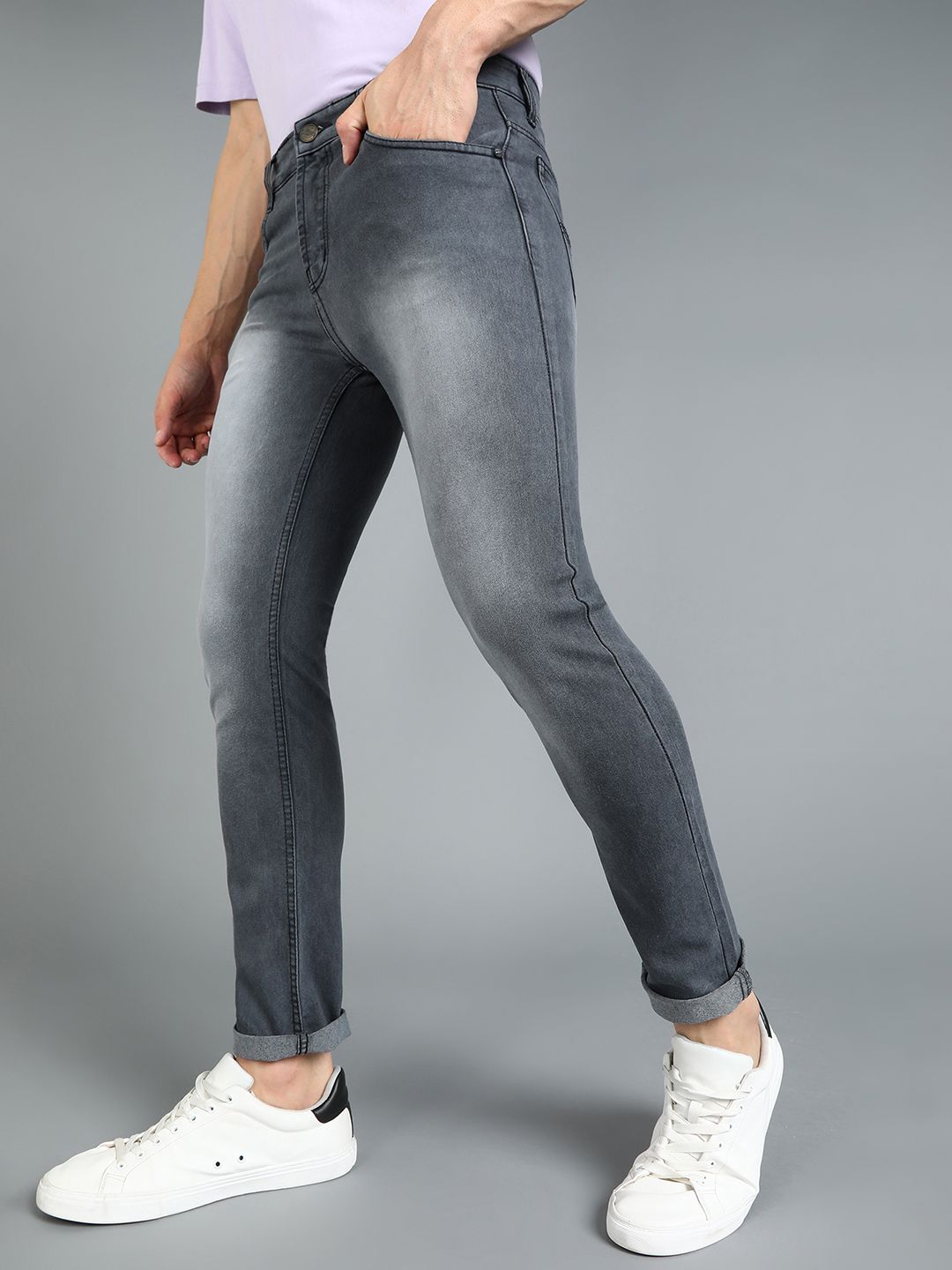 Urbano Fashion Men Grey Slim Fit Mid-Rise Clean Look Stretchable Jeans