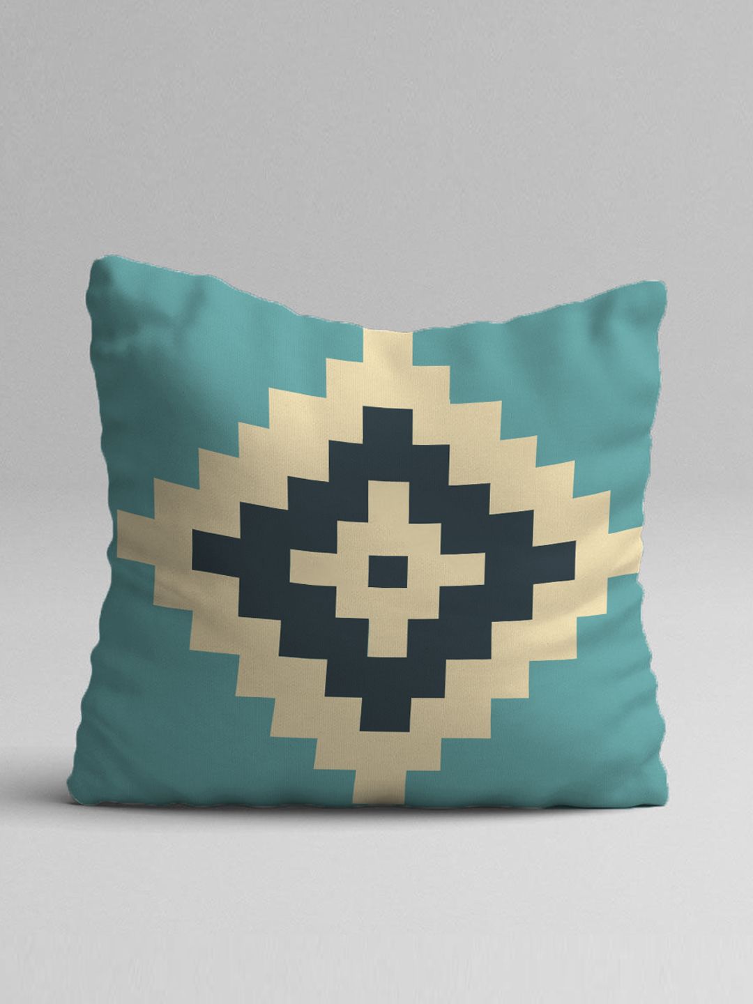 STITCHNEST Set Of 5 Blue & Yellow Geometric Square Cushion Covers
