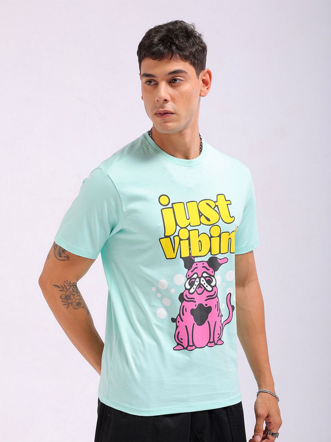 The Indian Garage Co Men Graphic Printed Round Neck Slim Fit T-shirt
