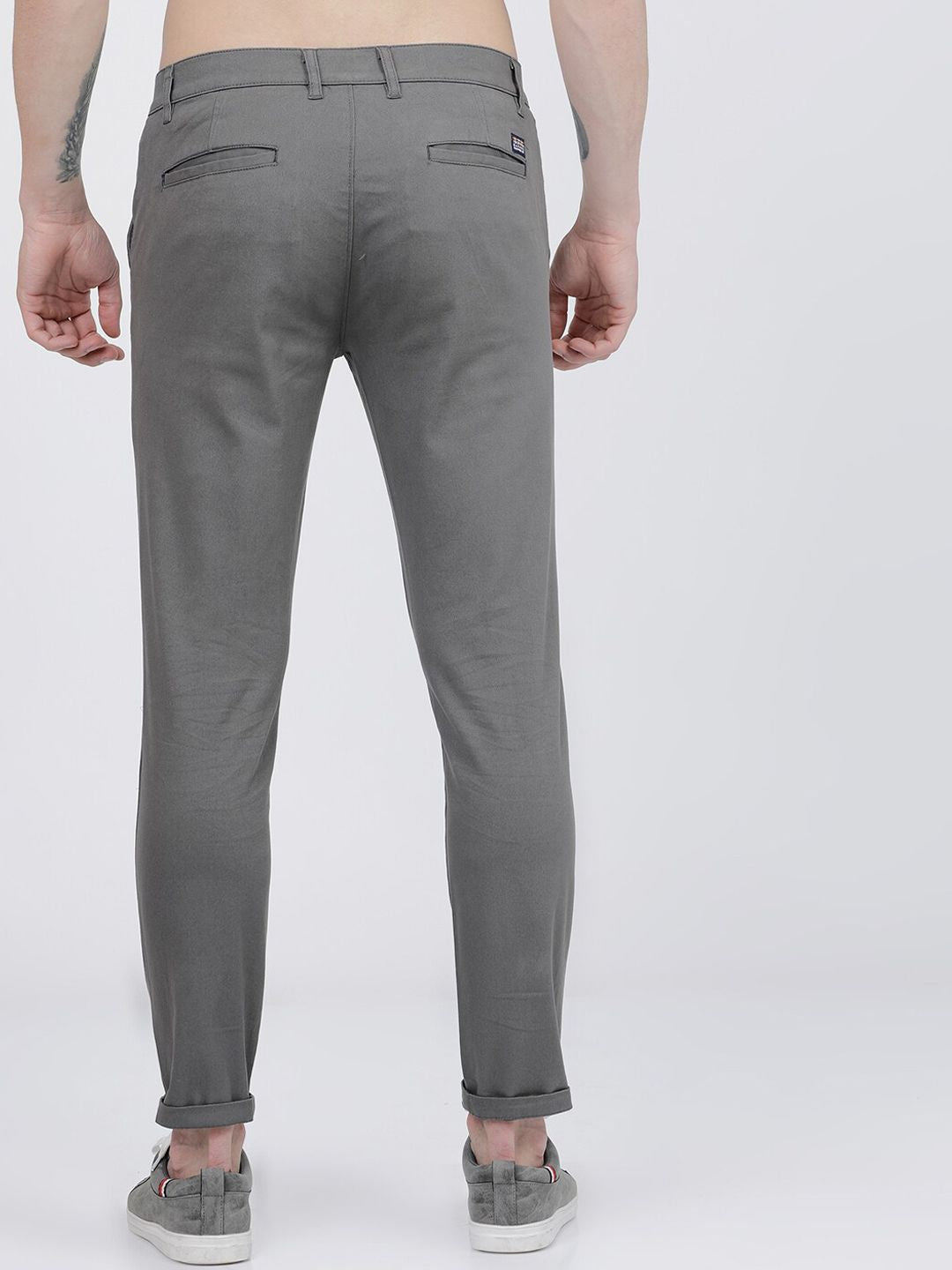 The Indian Garage Co Men Grey Slim Fit Chinos Trousers